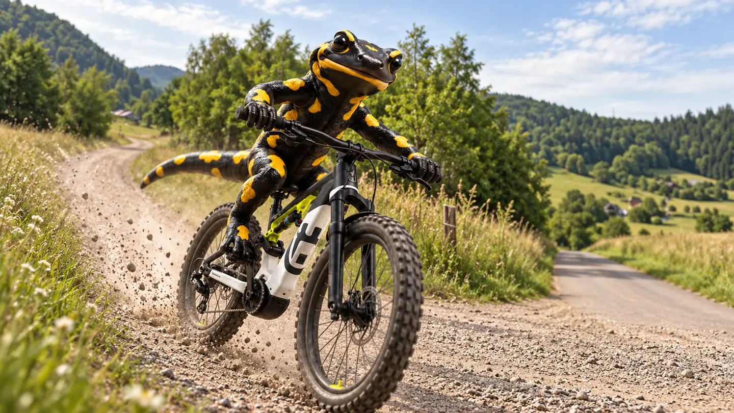Salamandra na rowerze górskim
